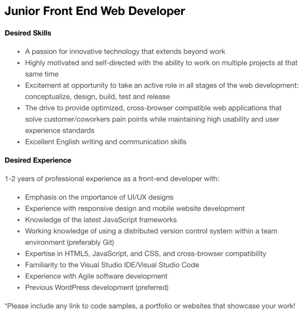 Writing Better Junior Developer Job Descriptions